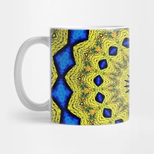 Peacock Feathers Mandala Kaleidoscope Abstract 1 Mug